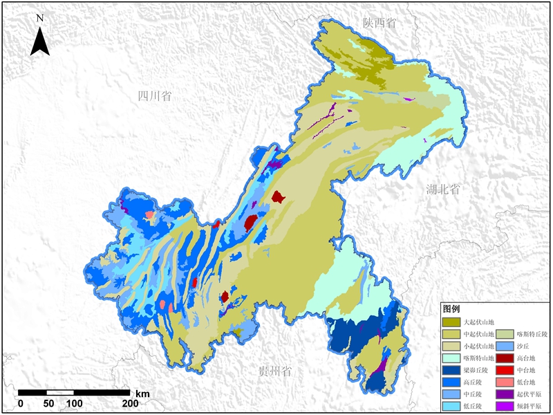 重庆市2004年地貌类型分布