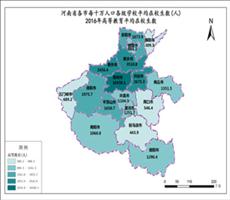 河南省2016年高等教育平均在校生数（各市每十万人口各级学校平均在校生数）
