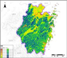 卫星遥感数据反演浙江省增强型植被指数（EVI）产品