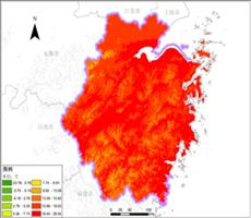 浙江省多年平均气温空间分布数据