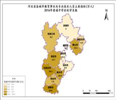 河北省2016年普通中学在校学生数（教育事业及专业技术人员主要指标）