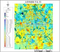 北京市2018年（上半年）工资与房租差值热点图   