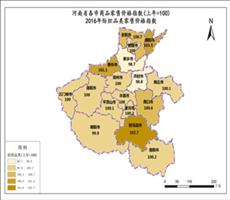 河南省2016年纺织品类零售价格总指数
