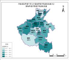 河南省2016年高中阶段平均在校生数（各市每十万人口各级学校平均在校生数）