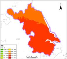 江苏省多年平均气温空间分布数据服务