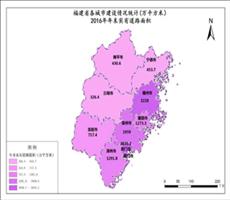 福建省2016年年末实有道路面积